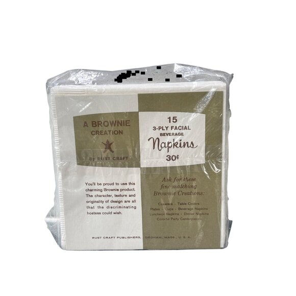 Vintage 15 Rust Craft Brownie Beverage Napkins With Fun Life Bird Estate NEW NOS - Picture 3 of 4